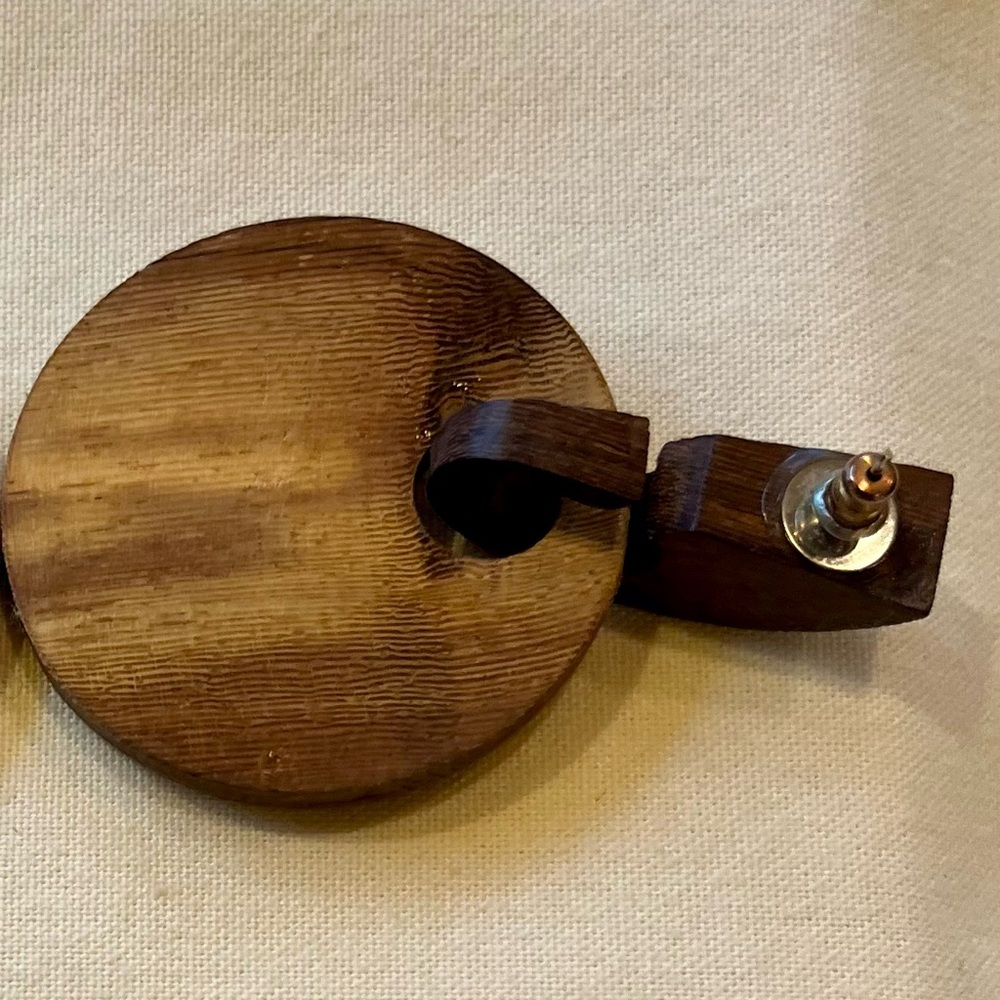 2 Tone 2 Piece Wooden Earrings - Picture 12 of 16